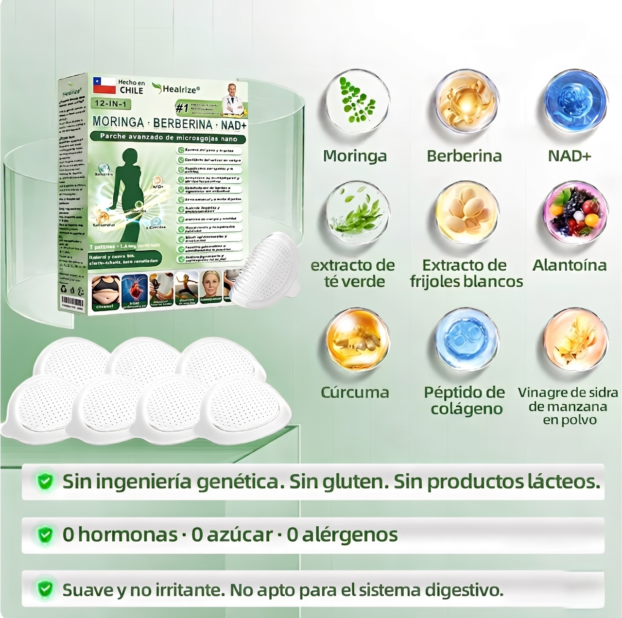 Tienda Oficial | 𝐻𝑒𝑎𝑙𝑟𝑖𝑧𝑒® 𝑴𝒐𝒓𝒊𝒏𝒈𝗮 · 𝐁𝐞𝐫𝐛𝐞𝐫𝐢𝐧𝐞 × 𝙉𝘼𝐃+ 𝟏2-en-1 𝗔𝗱𝘃𝗮𝗻𝗰𝗲𝗱 𝙉𝙖𝙣𝙤 𝙈𝙞𝙘𝙧𝙤𝙣𝙚𝙚𝐝𝐥𝐞 𝐏𝐚𝑡𝑐𝚑 🇨🇱 (Solo una vez al día, cambios visibles en 7 días) 👨‍⚕️ Para obesidad, piel flácida, diabetes, apnea del sueño, problemas articulares y más💝